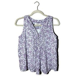 LOFT Women's Purple Floral Sleeveless Top Size Small Petite